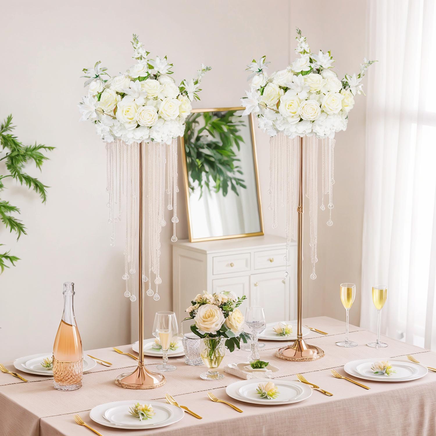 35cm Half-Sphere White Floral Arrangement Main picture